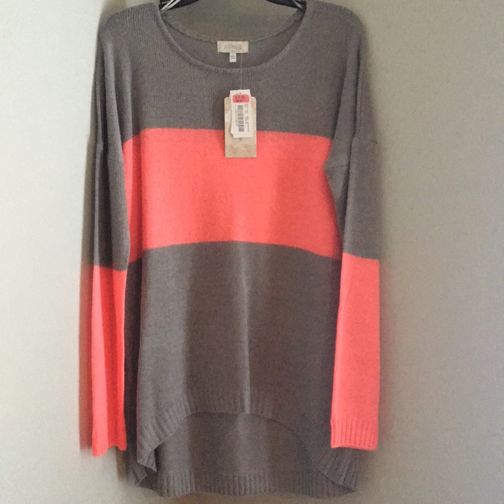 Pink and gray stripped sweater